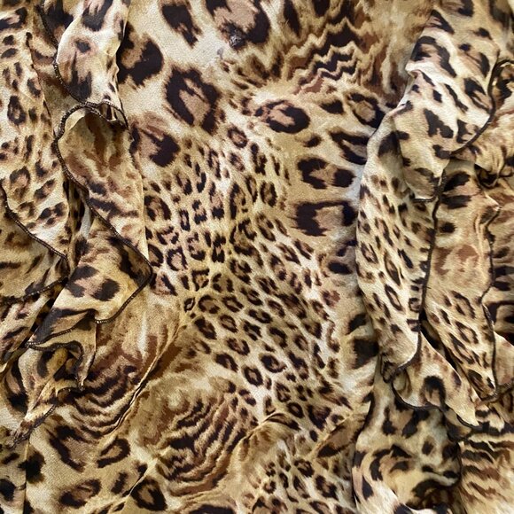Ignite Evenings By Carol Lin Dress Babydoll Animal Print Silk Ruffles Sz 4 Y2K - Picture 8 of 16